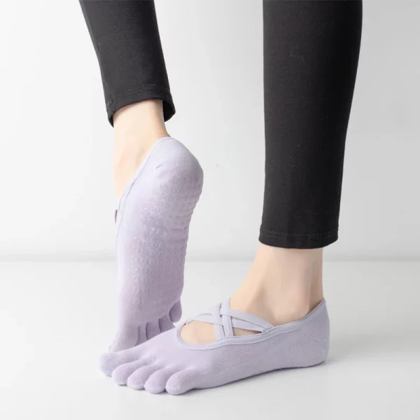 Women Anti Slip Pilates Socks Five Toe Silicone