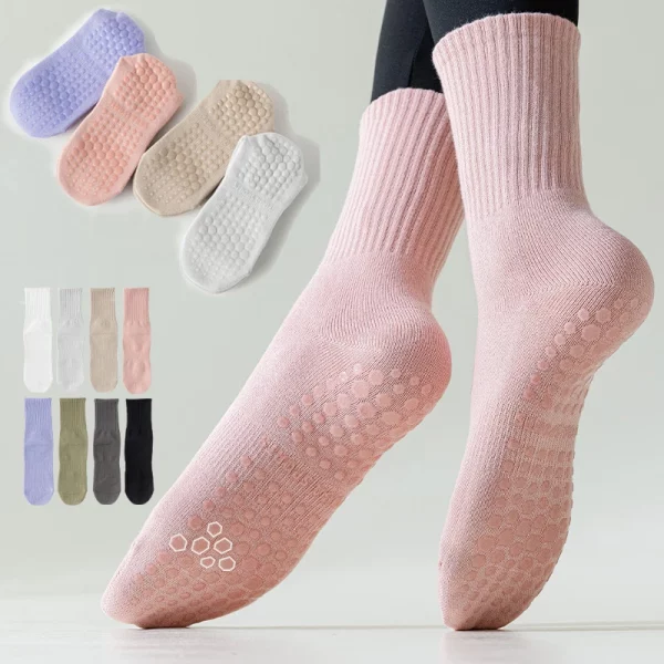 Yoga Socks for Women Cotton Silicone Non-Slip Fitness Gym Socks