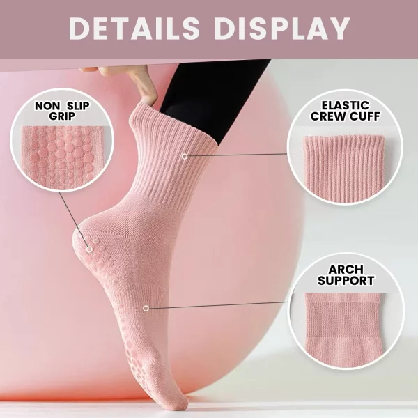 4-6 pairs of women's yoga socks, solid color midsole anti slip