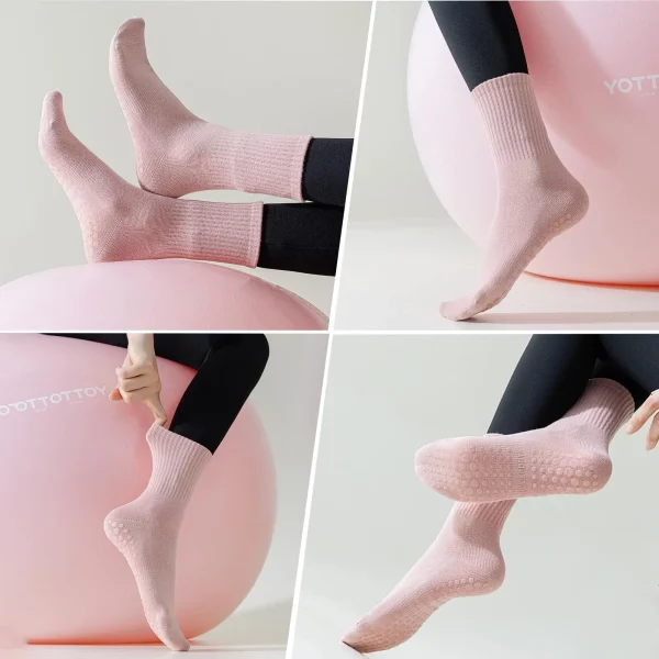 4-6 pairs of women's yoga socks, solid color midsole anti slip
