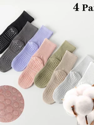 Yoga Socks for Women Cotton Silicone Non-Slip Fitness Gym Socks