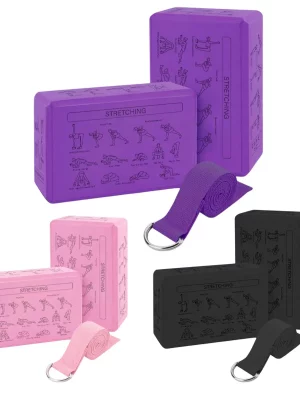 2PCS EVA Yoga Blocks, High Density Non-Slip Foam Brick for Exercise, Gym Fitness Training Tools for Stretching Support