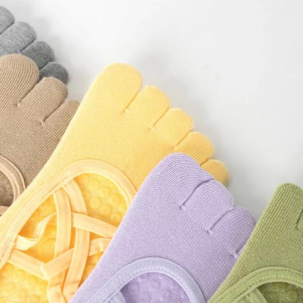 Women Anti Slip Pilates Socks Five Toe Silicone