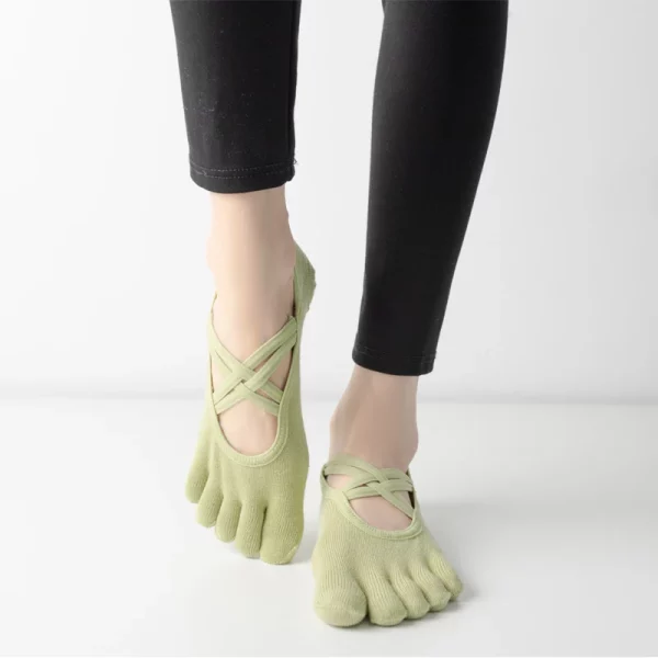 Women Anti Slip Pilates Socks Five Toe Silicone