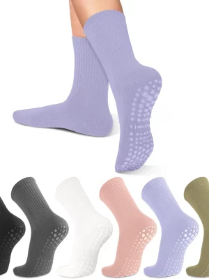 4-6 pairs of women's yoga socks, solid color midsole anti slip
