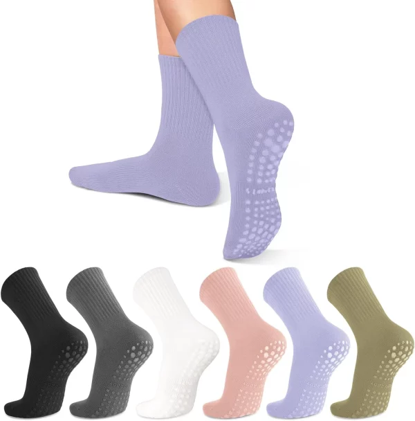 4-6 pairs of women's yoga socks, solid color midsole anti slip