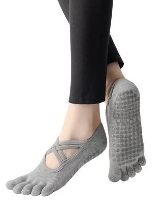 Women Anti Slip Pilates Socks Five Toe Silicone