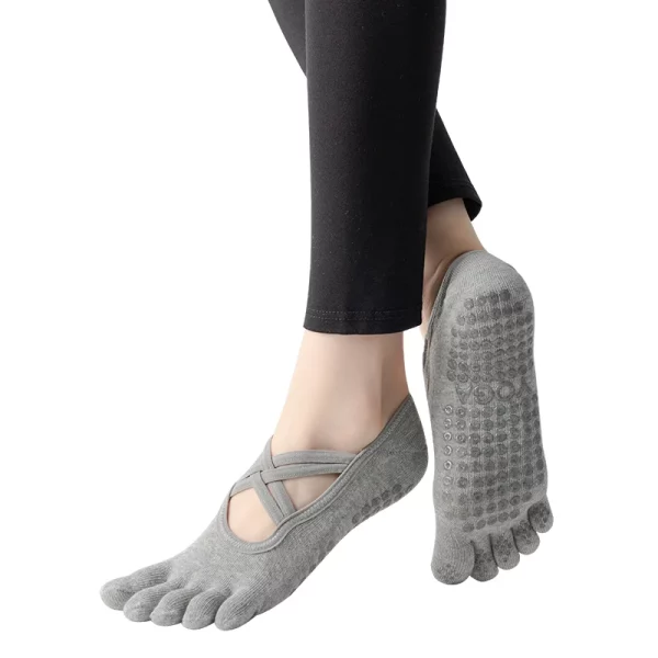Women Anti Slip Pilates Socks Five Toe Silicone