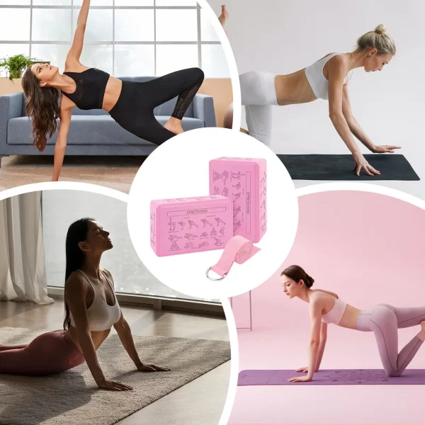 2PCS EVA Yoga Blocks, High Density Non-Slip Foam Brick for Exercise, Gym Fitness Training Tools for Stretching Support